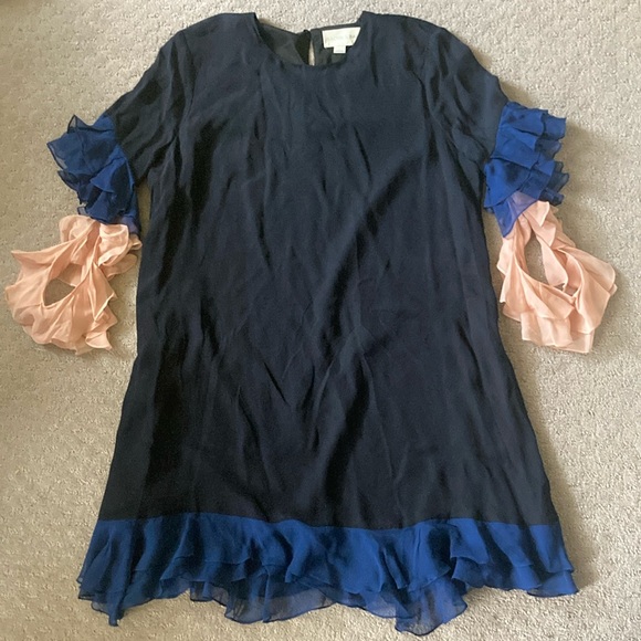 Sachin + Babi Dresses & Skirts - SACHIN + BABI navy silk ruffled shift dress, ~Large.